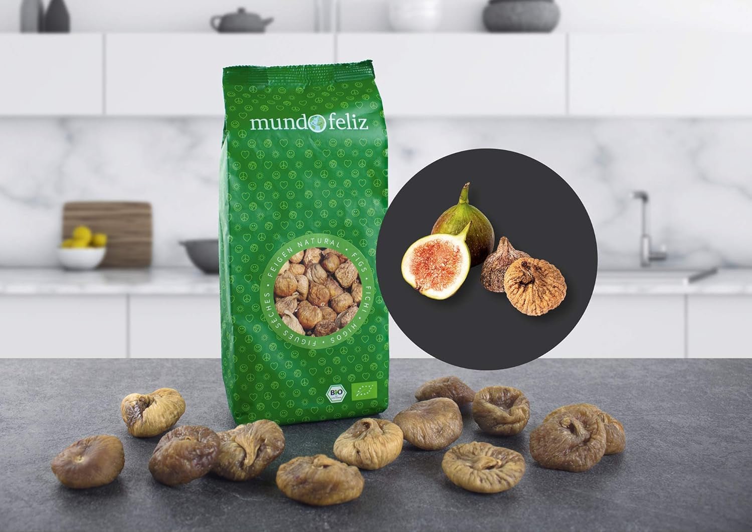 Mundo Feliz sušené fíky z ekologického zemědělství, 2 x 500 g Naty Shop dehydratované produkty