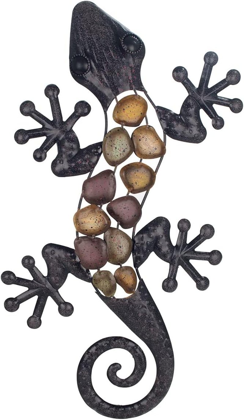 Kovová stěna ještěrka v odstínech země 60 x 30 x 1,5 cm, barevné, standardní Sošky a plastiky Naty Shop Výchozí název