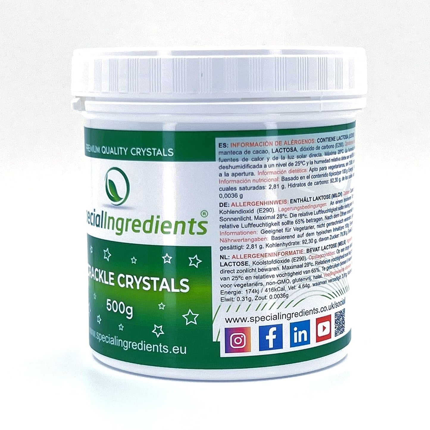 Speciální ingredience Crackle Crystals Crackle 500g Nejvyšší kvalita, bez GMO, ideální pro dorty, sladkosti a zmrzlinu Cukrová pasta Naty Shop