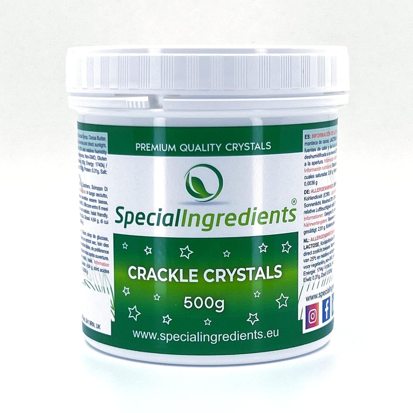 Speciální ingredience Crackle Crystals Crackle 500g Nejvyšší kvalita, bez GMO, ideální pro dorty, sladkosti a zmrzlinu Naty Shop Sugarpaste 500G (1 balení)