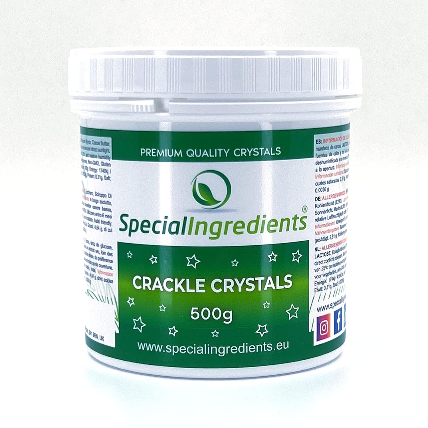 Speciální ingredience Crackle Crystals Crackle 500g Nejvyšší kvalita, bez GMO, ideální pro dorty, sladkosti a zmrzlinu Naty Shop Sugarpaste 500G (1 balení)