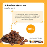 Sultanas rozinky 1kg | Smyrna Rozinka | Sušené rozinky Sultanas z Izmiru | 100% tureckého původu | Kvalitní občerstvení | ve vláknině ze sušených hroznů | Dehydrované produkty Naty Shop