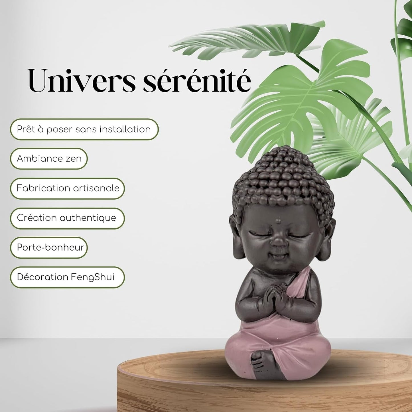 Figurka Baby Buddha Pink Toga - Inspirativní a veselá figurka - Pozitivní talisman Soustředění - Roztomilý a duchovní nápad na dárek - V 7 cm - Zen'Light Sošky a plastiky Naty Shop