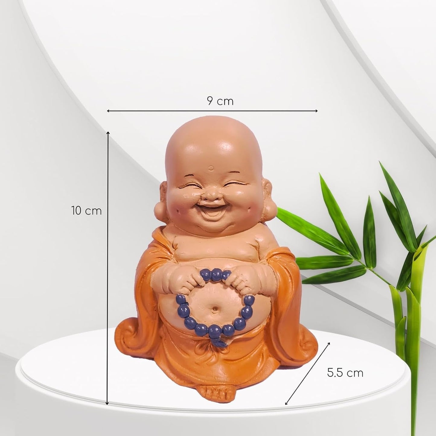 Socha smějícího se Buddhy s růžencem - Inspirativní a veselá figurka - Talisman pro štěstí plný pozitivity - Roztomilý a duchovní tip na dárek - -V 10 cm - Sochy a sochy Zen'Light Naty Shop