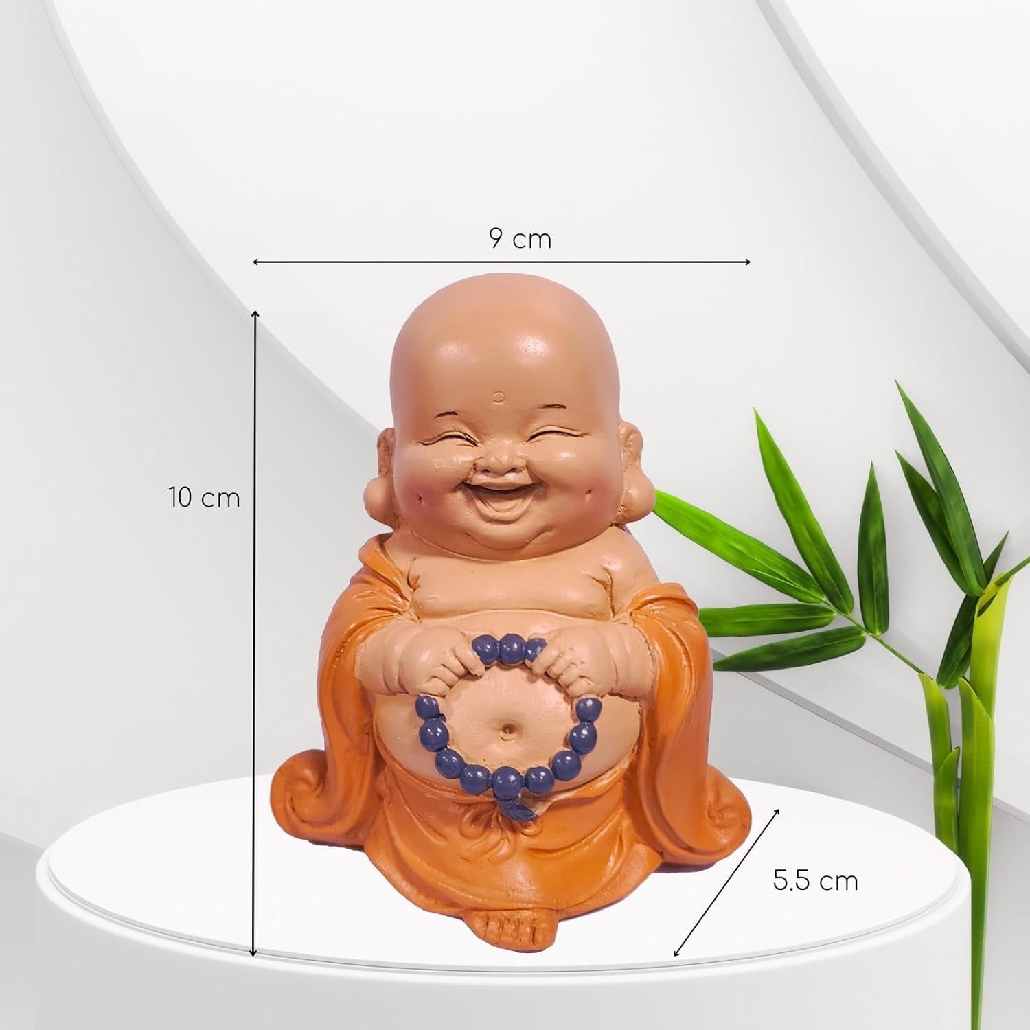 Socha smějícího se Buddhy s růžencem - Inspirativní a veselá figurka - Talisman pro štěstí plný pozitivity - Roztomilý a duchovní tip na dárek - -V 10 cm - Sochy a sochy Zen'Light Naty Shop