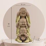 Socha 3 Smějící se Buddhové - Nic nevidět - Nic neslyšet - Nic neříkat - Baby Buddha Symbolický soubor - Pokojná a radostná nálada - Zen dekor -V 18 cm - Zen'Light Sošky a sochy Naty Shop