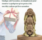 Socha 3 Smějící se Buddhové - Nic nevidět - Nic neslyšet - Nic neříkat - Baby Buddha Symbolický soubor - Pokojná a radostná nálada - Zen dekor -V 18 cm - Zen'Light Sošky a sochy Naty Shop