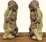 Socha 3 Smějící se Buddhové - Nic nevidět - Nic neslyšet - Nic neříkat - Baby Buddha Symbolický soubor - Pokojná a radostná nálada - Zen dekor -V 18 cm - Zen'Light Sošky a sochy Naty Shop
