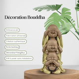 Socha 3 Smějící se Buddhové - Nic nevidět - Nic neslyšet - Nic neříkat - Baby Buddha Symbolický soubor - Pokojná a radostná nálada - Zen dekor -V 18 cm - Zen'Light Sošky a sochy Naty Shop