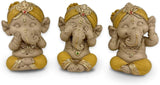 Socha 3 Smějící se Buddhové - Nic nevidět - Nic neslyšet - Nic neříkat - Baby Buddha Symbolický soubor - Pokojná a radostná nálada - Zen dekor -V 18 cm - Zen'Light Sošky a sochy Naty Shop Zlatožlutá H 9