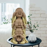 Socha 3 Smějící se Buddhové - Nic nevidět - Nic neslyšet - Nic neříkat - Baby Buddha Symbolický soubor - Pokojná a radostná nálada - Zen dekor -V 18 cm - Zen'Light Sošky a sochy Naty Shop