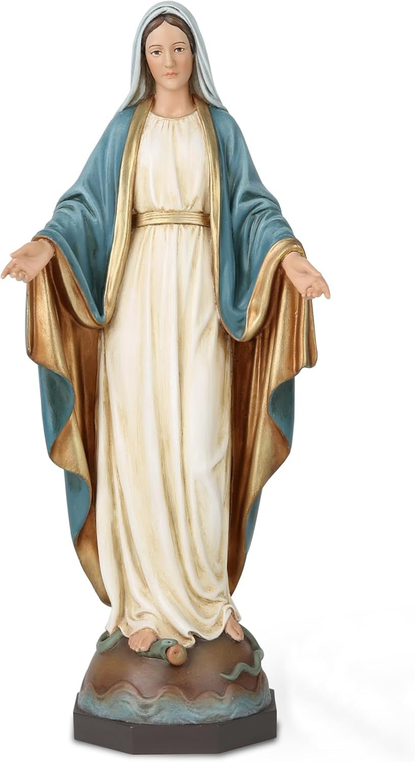 př. n. l. Katolická socha Panny Marie Milosti, Oltář Panny Marie, Náboženský dárek pro matku, Katolické domácí dekorace, Výška 34,3 cm, Ručně malované Buildclassic (Elegantní) Sošky a plastiky Naty Shop Elegant 10,8 palce H