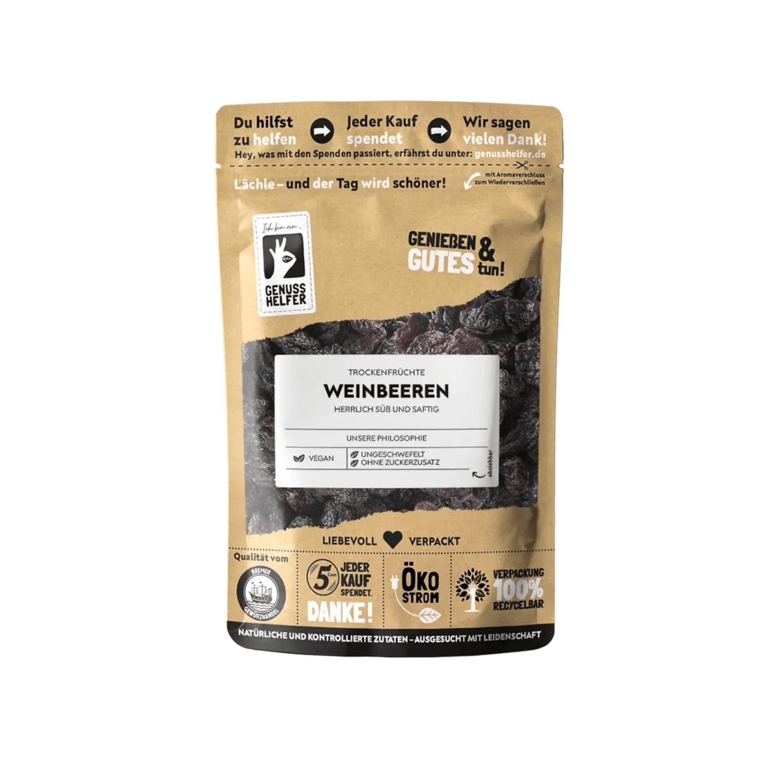 Hrozny Bremer Gewürzhandel, sušené, nesířené a bez přidaného cukru, 1kg Dehydrované produkty Naty Shop 500 G