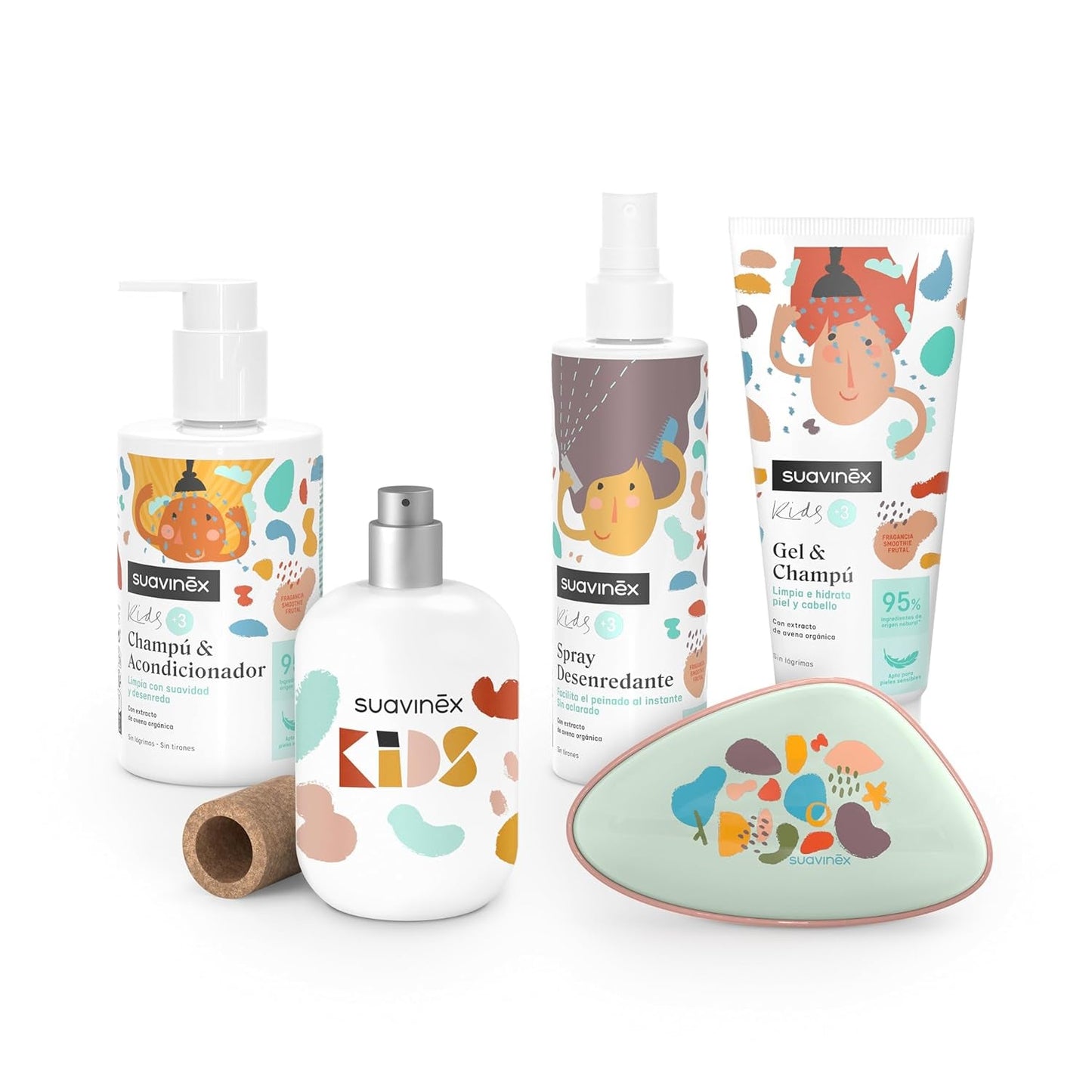 Suavinex, pečující šampon pro děti od 3 do 10 let, bez alergenů, bez parabenů, bez silikonů, vhodný pro citlivou pokožku, netrhá a netahá, 95 % ingrediencí přírodního původu, Dětská koupel a péče o pleť Naty Shop