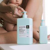 Suavinex, Syndet dětský šampon na pokožku a vlasy, bez mýdla, 750ml + hydratační tělové mléko, 750ml, vhodný pro citlivou pokožku a novorozence, s 90%-93% přírodních složek. Děti - Koupel a péče o pleť Naty Shop
