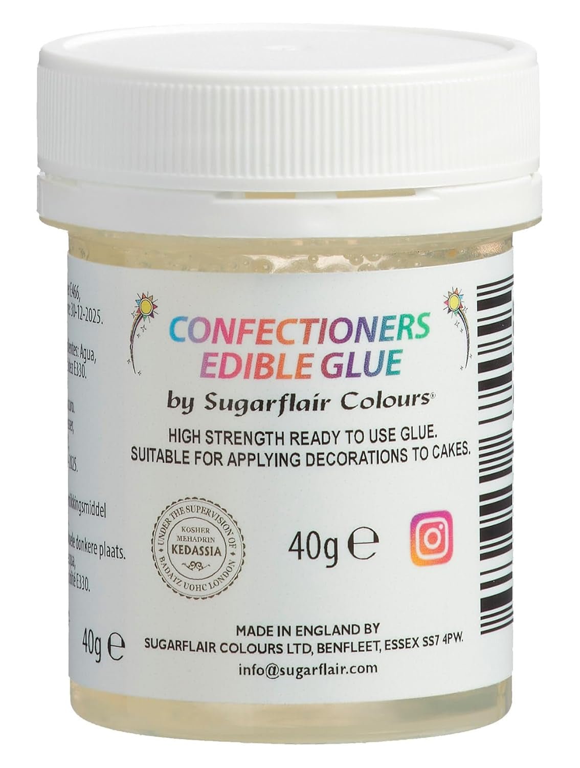 Sugarflair Confectioners Glue Jedlé lepidlo - jedlé lepidlo na zdobení dortů, marcipánu, fondánu, sušenek, cupcaků a sušenek - 40ml Sugarpaste Naty Shop Výchozí název