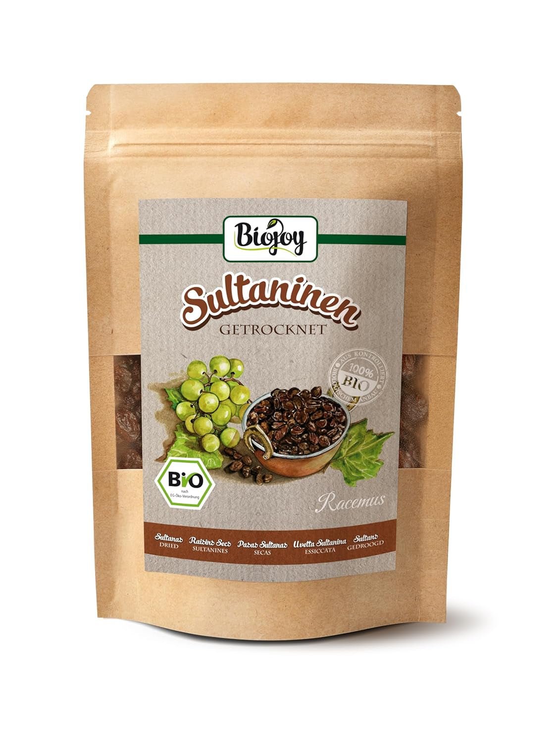 Biojoy sultánky (500 g), sušené a nesířené Naty Shop dehydratované produkty 250 G