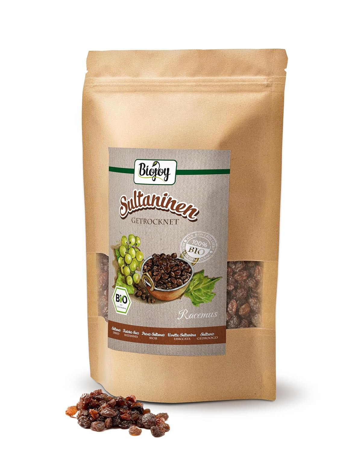Biojoy bio sultánky (500 g), sušené a nesířené Naty Shop dehydratované produkty