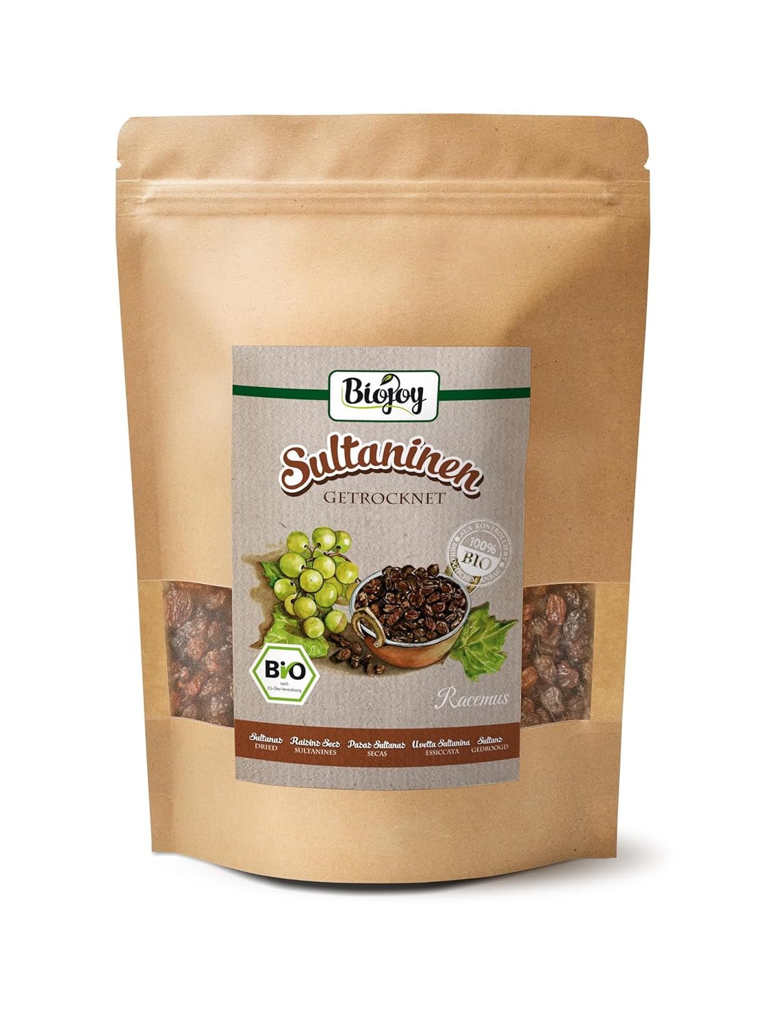 Biojoy bio sultánky (500 g), sušené a nesířené Naty Shop dehydratované produkty 500 G