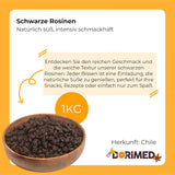 Fialové černé sultánky 1 kg | Sušené hrozny | Bez semínek a bez cukru | produkty bez genetického inženýrství | Vhodné pro vegetariány a vegany | Ideální pro kombinaci s čokoládovými dehydratovanými produkty Naty Shop