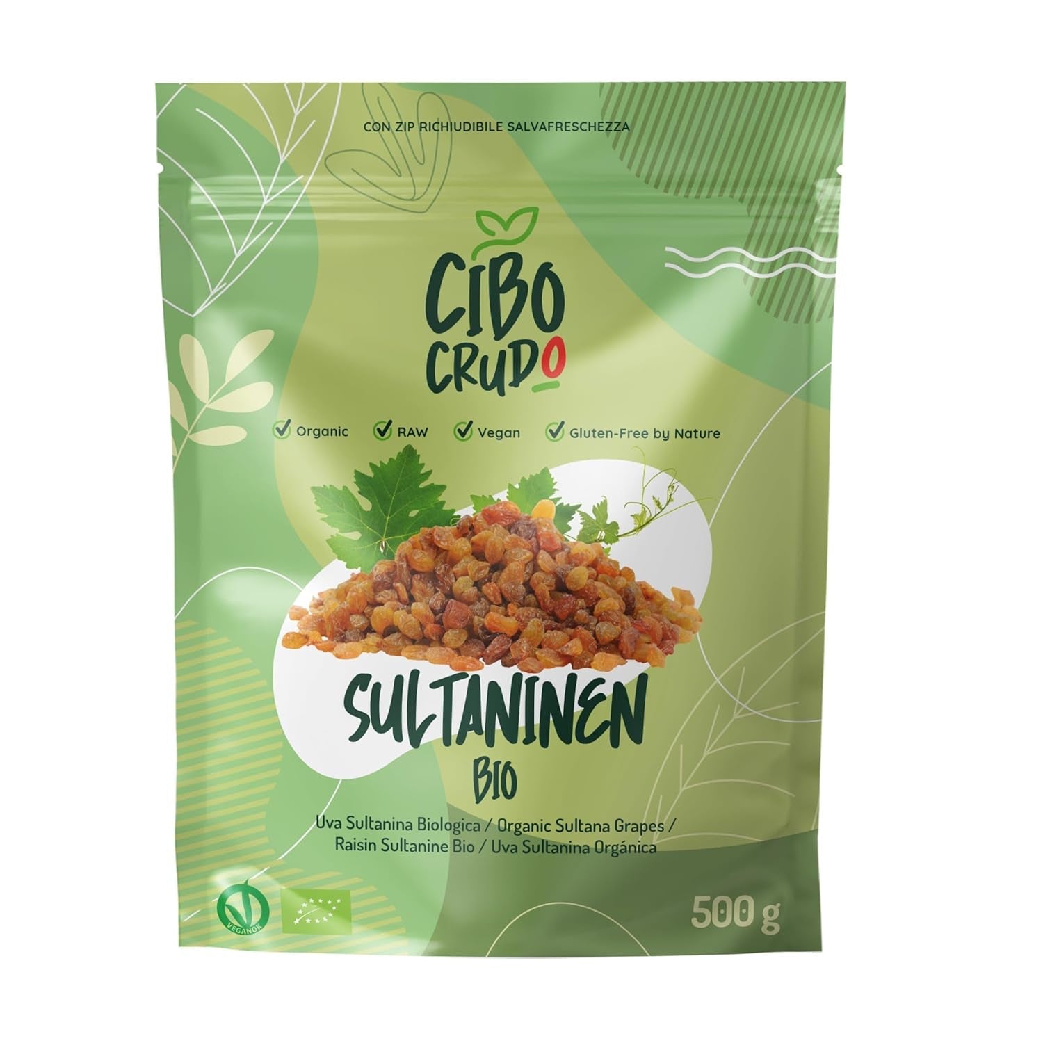 Bio sirné sultánky - 500 g. Dehydrované a syrové. Dehydrované sultánky bez přidaného cukru ke konzumaci jako svačiny nebo dezerty. Dehydratované produkty Naty Shop Výchozí název