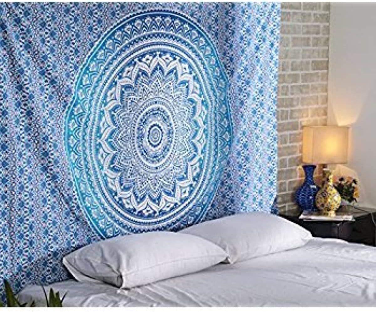 Tapiserie aakriti galerie bavlněná mandala přikrývka na postel Home - Doplňky a dekorace Naty Shop Modrá 13L X 4,1B Cm
