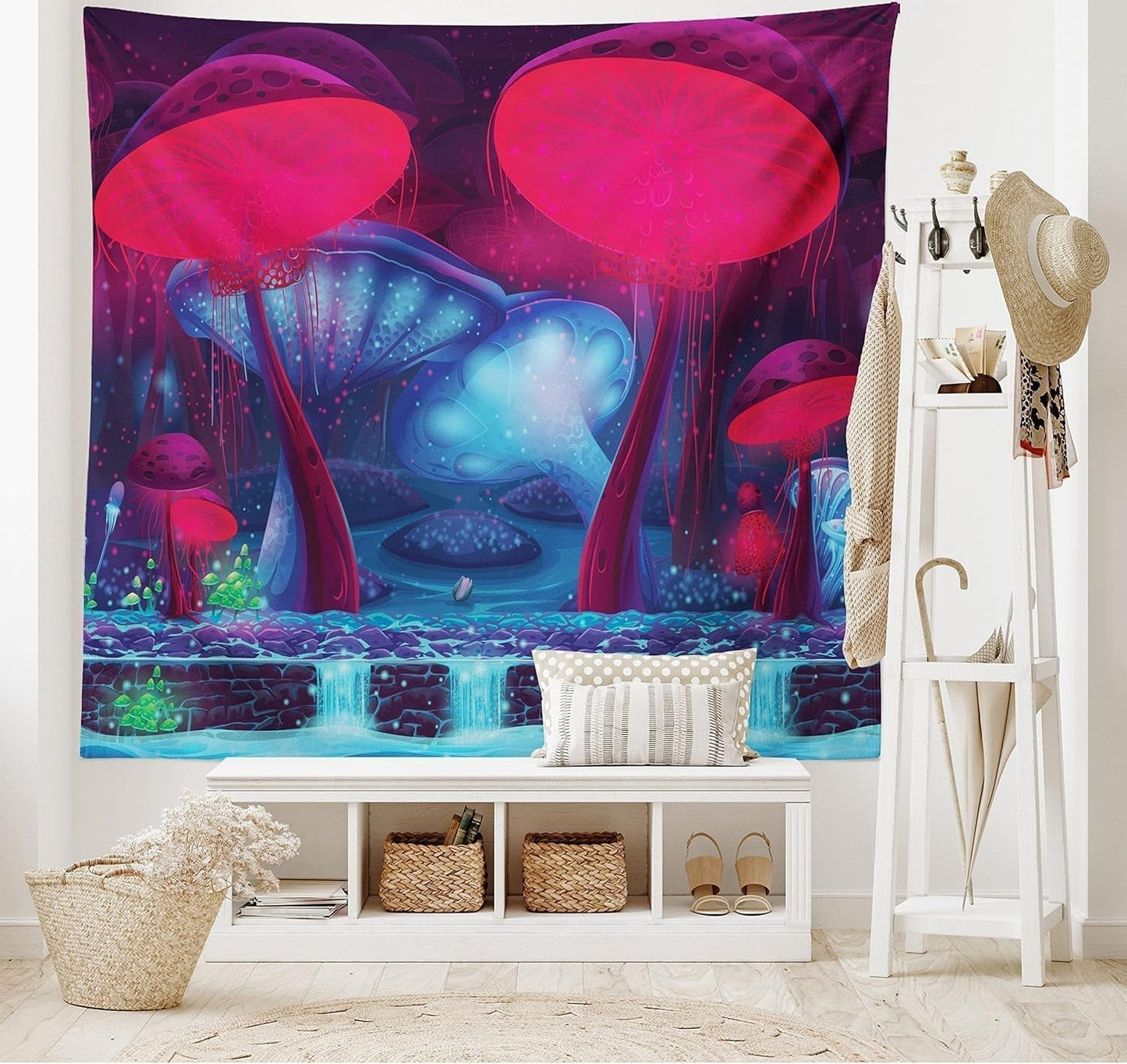 Tapiserie abakuhaus wanderlust zvířecí svět mapy kresby Home - Doplňky a dekorace Naty Shop Světle modrá Červená 150L X 110B Cm