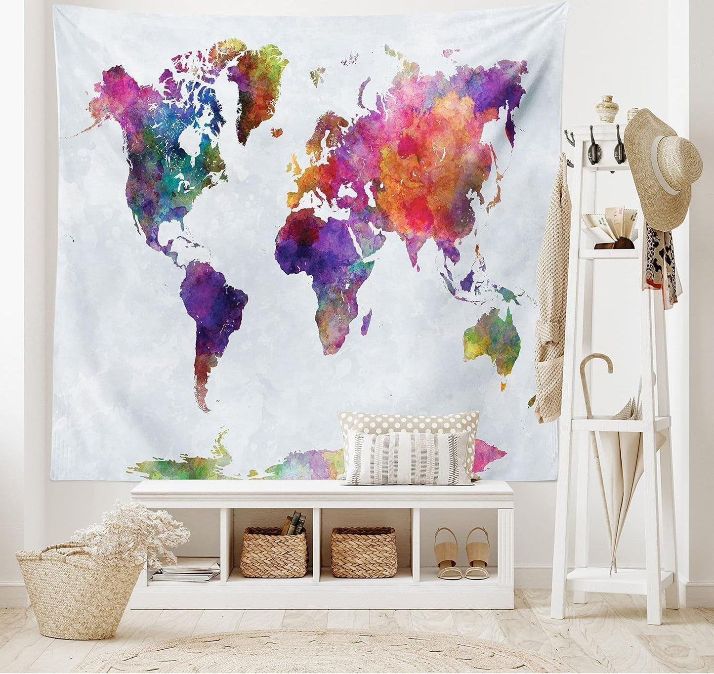 Tapiserie abakuhaus wanderlust zvířecí mapa světa kreslených filmů - Naty Shop