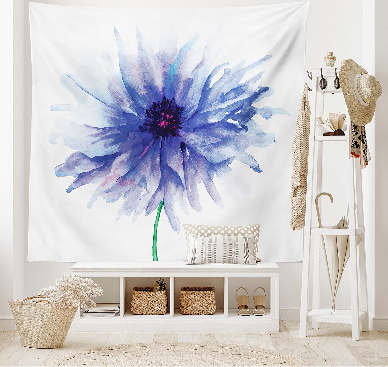 Tapiserie abakuhaus wanderlust zvířecí svět mapy kresby Domů - Doplňky a dekorace Naty Shop Námořnická modrá Bílá 230L X 140B Cm