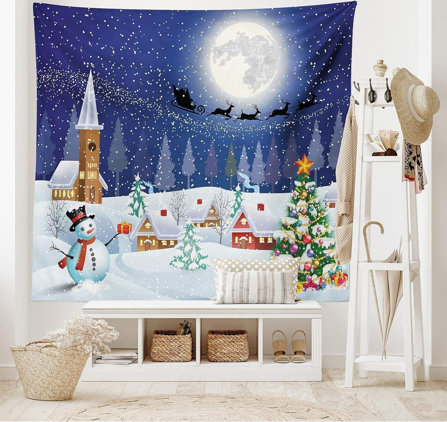 Tapiserie abakuhaus wanderlust zvířecí svět mapy kresby Home - Doplňky a dekorace Naty Shop Modrá bílá 150L X 110B Cm