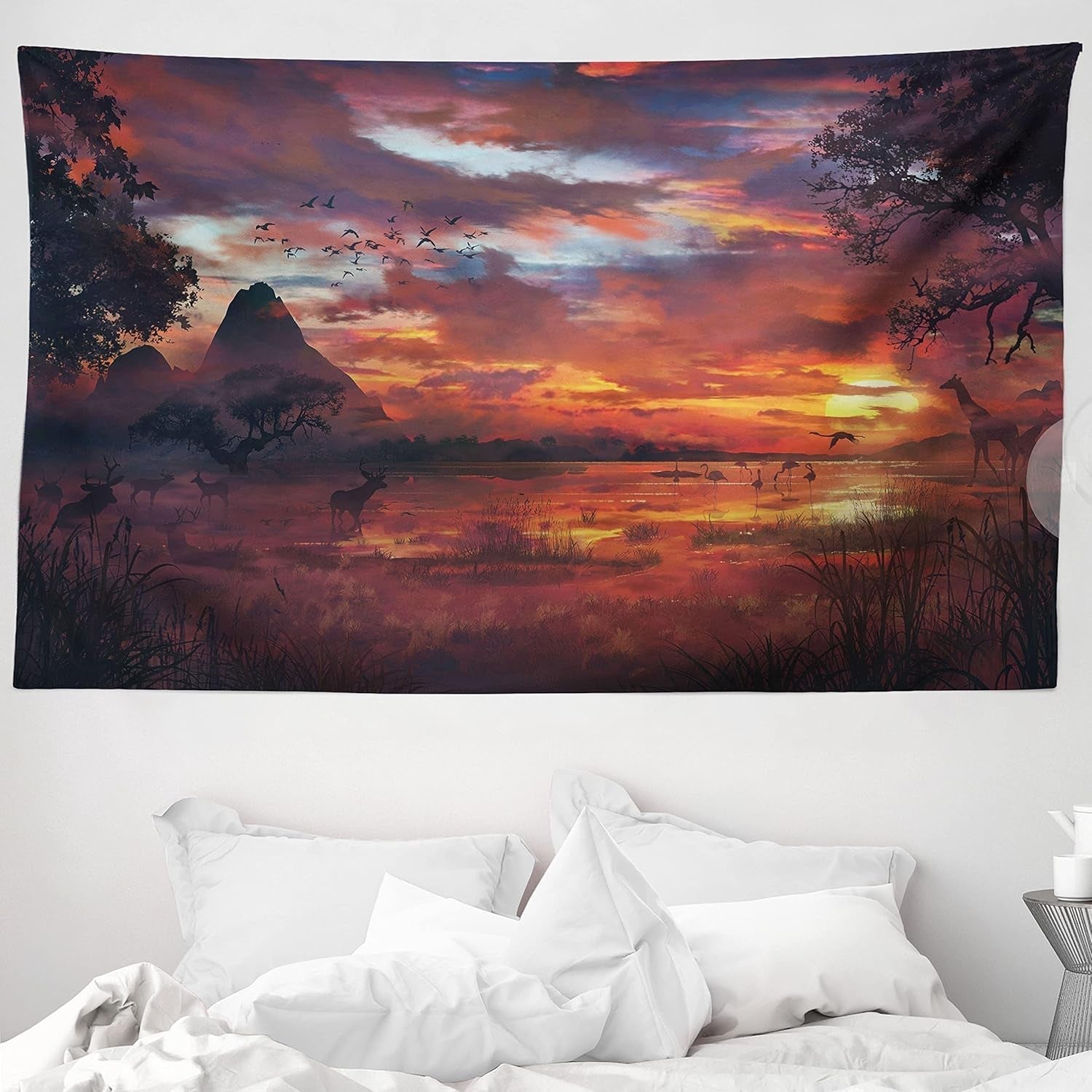 Tapiserie abakuhaus toulky zvířátka mapa světa kresby Domů - Doplňky a dekorace Naty Shop Oranžová Černá 230L X 140B Cm