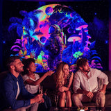 Tapiserie alishomtll černé světlo astronaut houba fluorescenční botanická Home - Příslušenství a dekorace Naty Shop