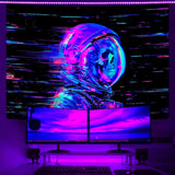 Tapiserie alishomtll fluorescenční lebka astronaut černé světlo Domů - Příslušenství a dekorace Naty Shop