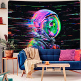 Tapiserie alishomtll fluorescenční lebka astronaut černé světlo Domů - Příslušenství a dekorace Naty Shop