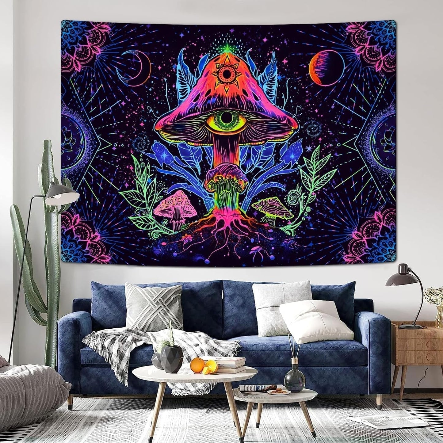Tapiserie alishomtll fluorescenční houba černá mandala Home - Doplňky a dekorace Naty Shop