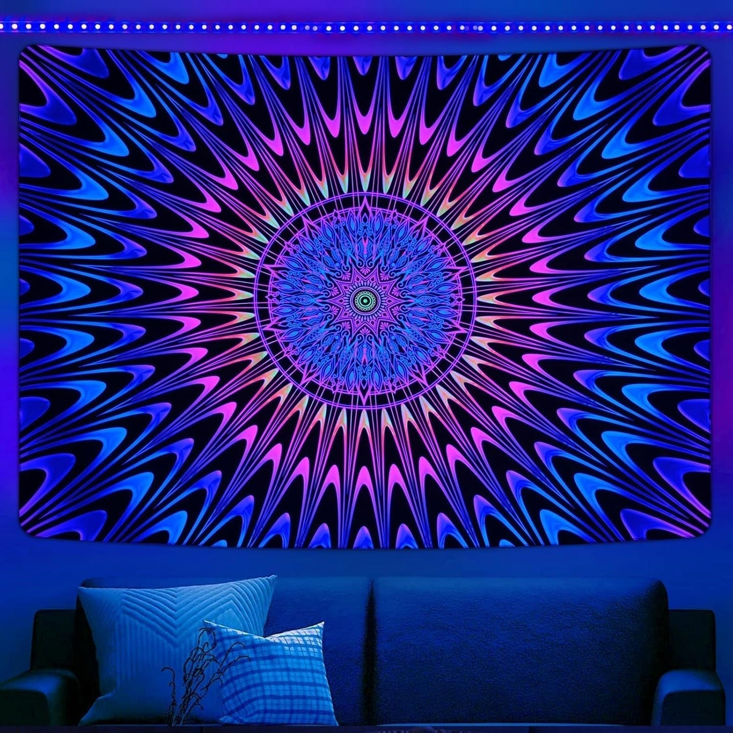 Tapiserie alishomtll barevná mandala black light art Home - Doplňky a dekorace Naty Shop 210L X 150B Cm