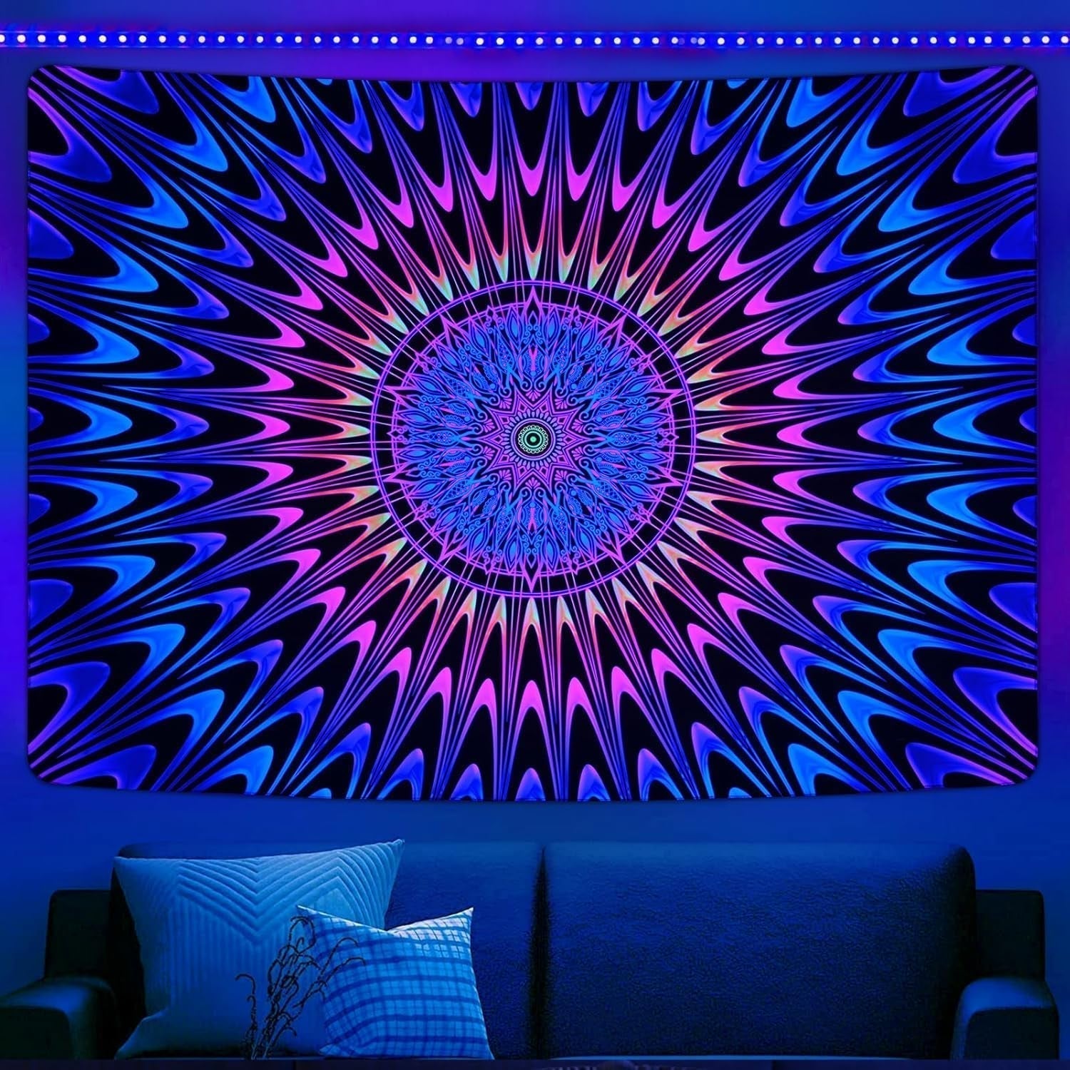 Tapiserie alishomtll barevná mandala black light art Home - Doplňky a dekorace Naty Shop 210L X 150B Cm