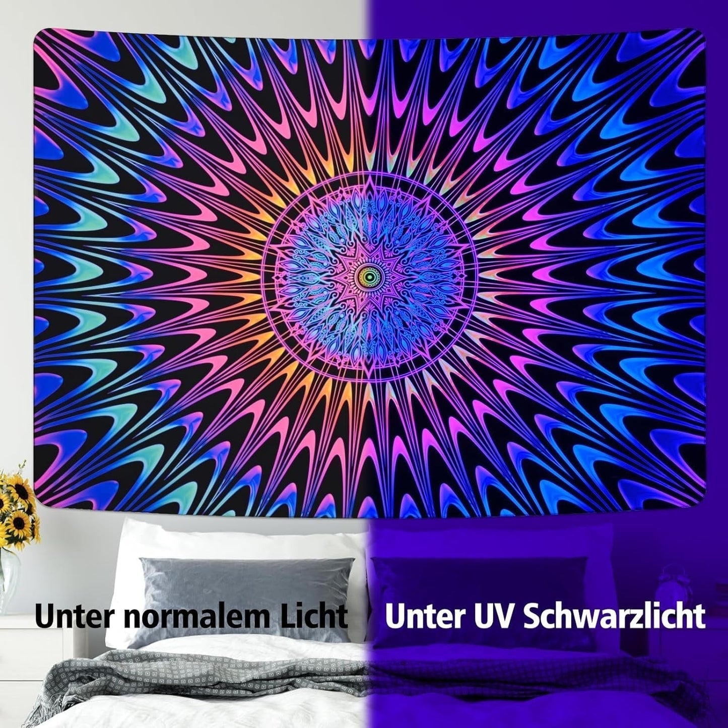 Tapiserie alishomtll barevná mandala black light art Home - Doplňky a dekorace Naty Shop