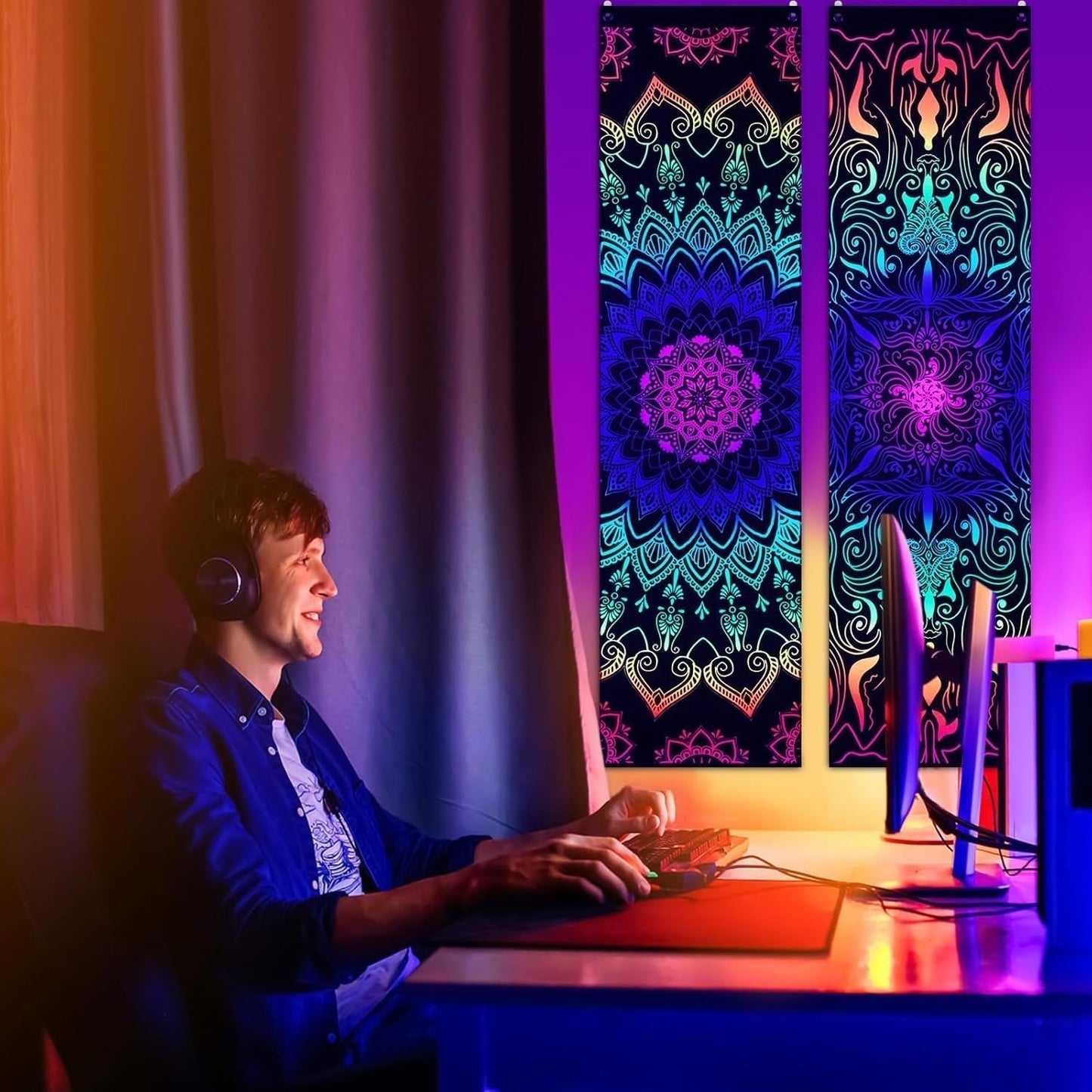 Tapiserie alishomtll pack mandala reaktivní bohémská vertikální Home - Doplňky a dekorace Naty Shop