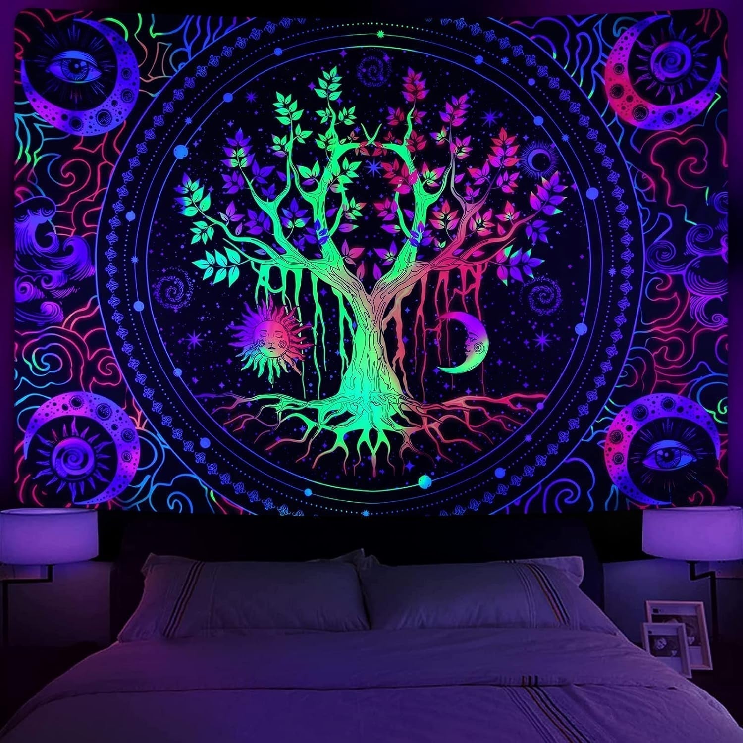 Tapiserie alishomtll strom života zářivka slunce a měsíc Home - Doplňky a dekorace Naty Shop Multi 210L X 150B Cm