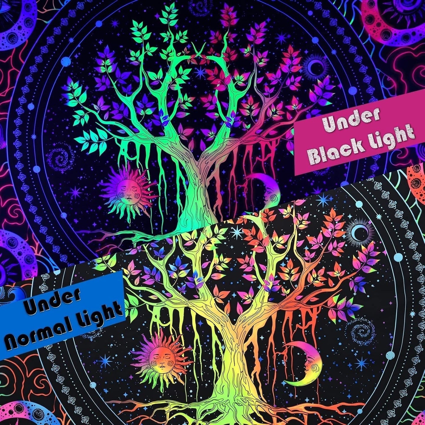 Tapiserie alishomtll strom života fluorescenční slunce a měsíc Home - Doplňky a dekorace Naty Shop