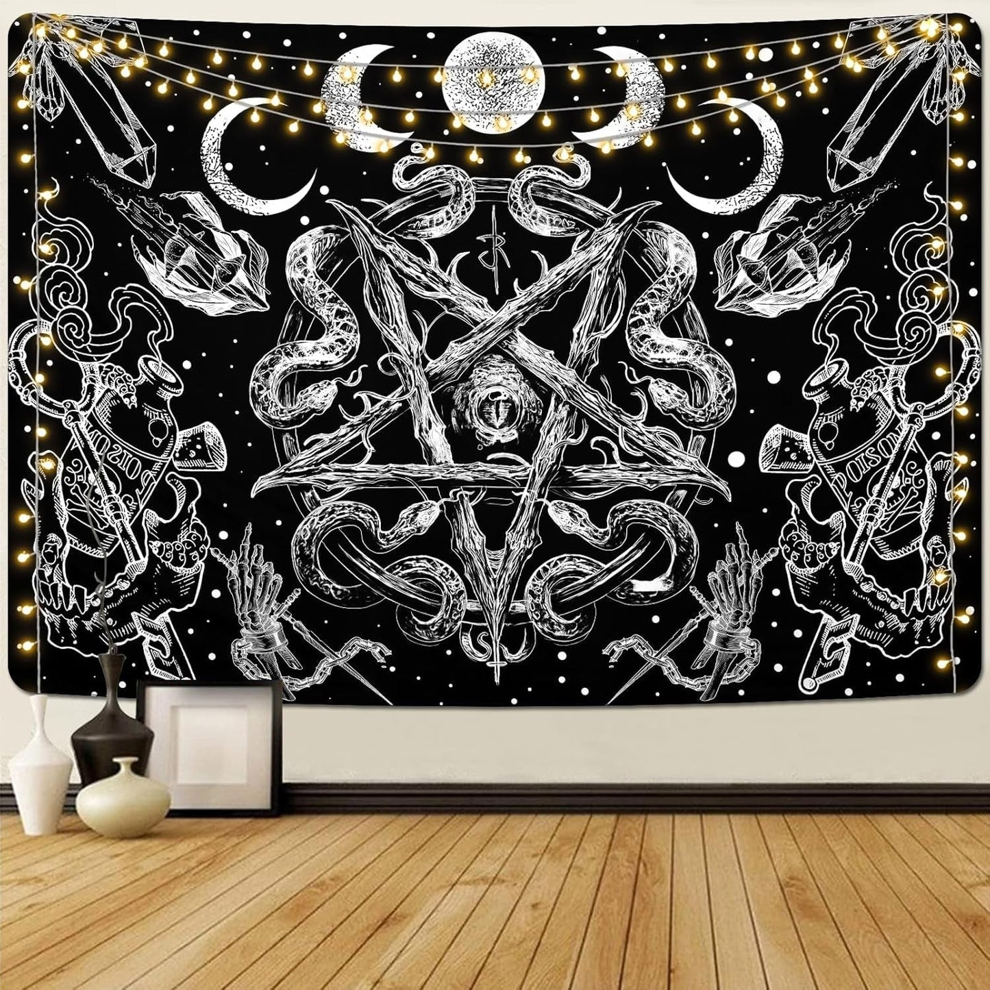 Gobelín alishomtll witchy snake estetická gotická stěna s pentagramem Home - Doplňky a dekorace Naty Shop Pentagram 210L X 150B Cm