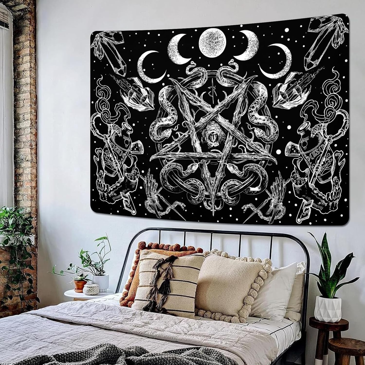 Gobelín alishomtll čarodějnický had estetická gotická pentagramová stěna Home - Doplňky a dekorace Naty Shop