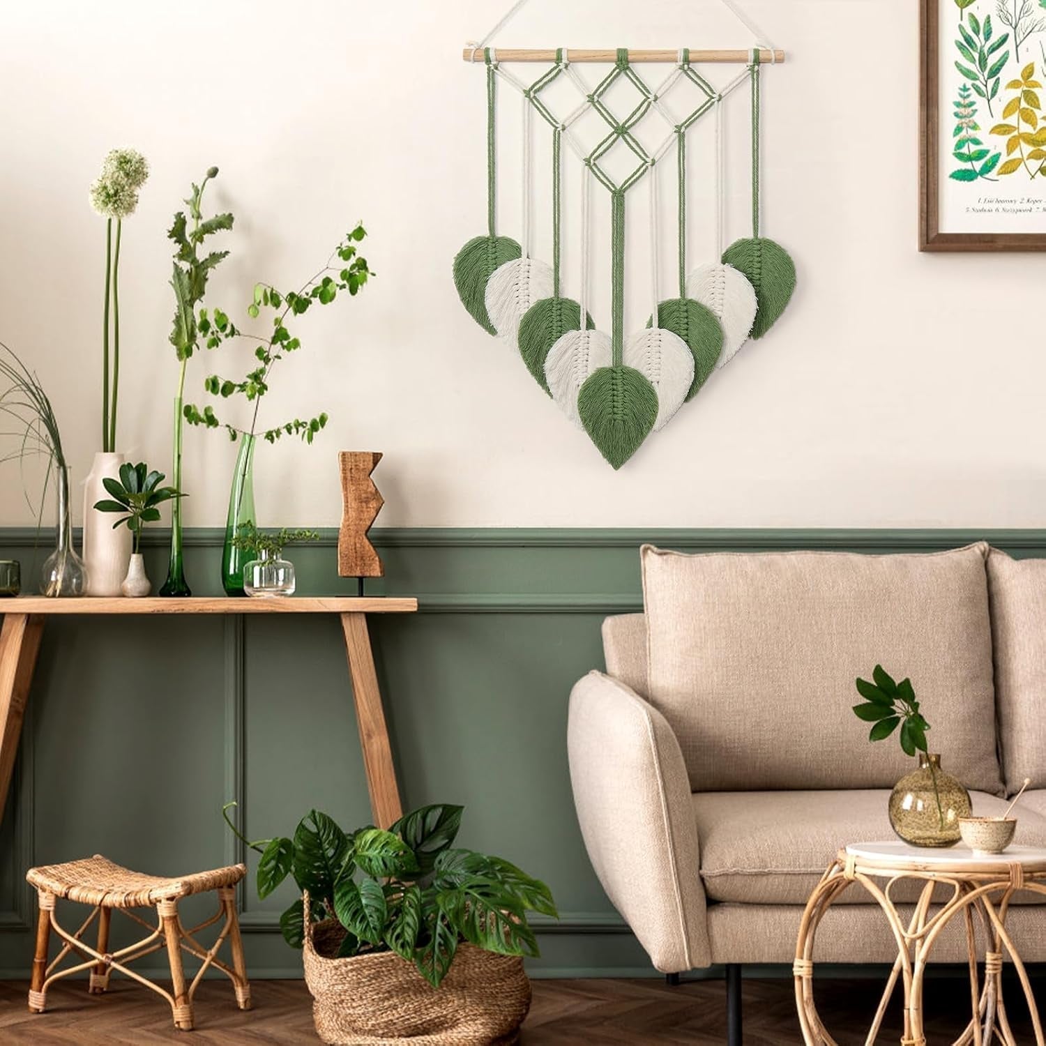 Tapiserie astnic gobelín tkané zelené listy Home - Doplňky a dekorace Naty Shop
