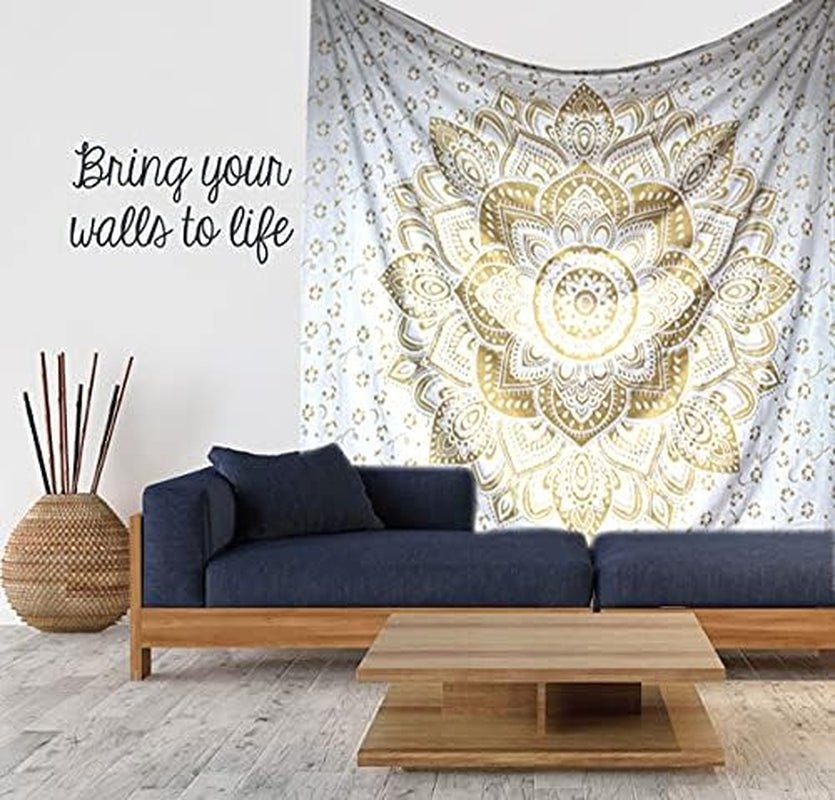 Gobelín zlatá metalická mandala Indický bavlněný plážový přehoz Casa - Doplňky a dekorace Naty Shop