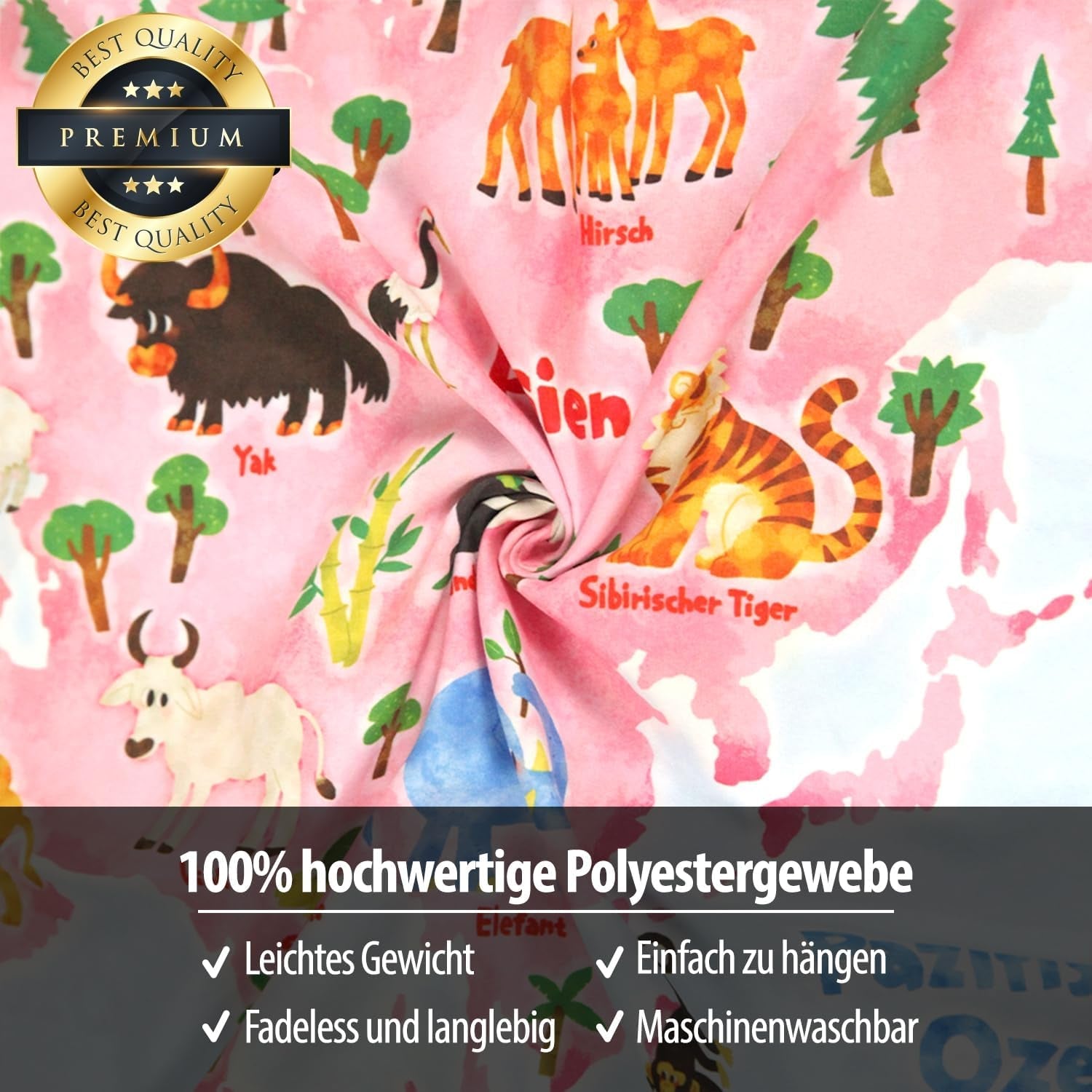 Tapisérie Bashom Německá mapa světa zvířat pro děti Home - Doplňky a dekorace Naty Shop