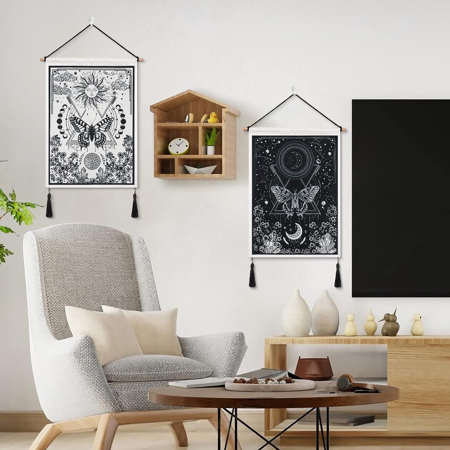 Gobelín kusy betylfoy malé gobelíny flitry slunce měsíc Home - Doplňky a dekorace Naty Shop