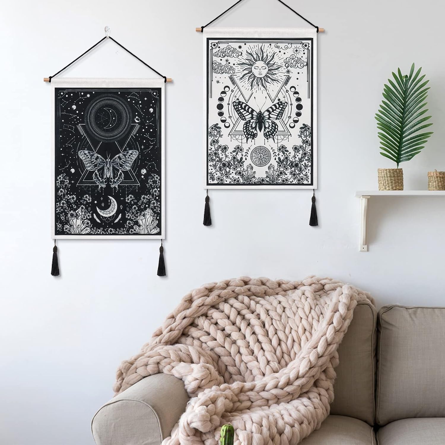 Gobelín kusy betylfoy malé gobelíny flitry slunce měsíc Home - Doplňky a dekorace Naty Shop