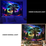 Tapiserie blacklight les psychedelická příroda strom hvězdy galaxie Home - Doplňky a dekorace Naty Shop