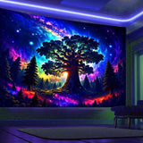 Tapiserie blacklight les psychedelický příroda strom hvězdy galaxie Home - Doplňky a dekorace Naty Shop 200L X 150B Cm